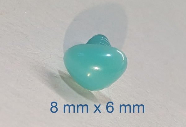 Sicherheitsnase dreieckig hart türkisgrün mit Sicherheitsscheibe 8 mm