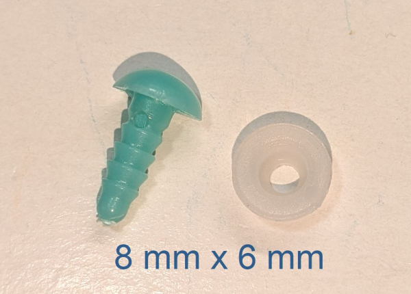 Sicherheitsnase dreieckig hart türkisgrün mit Sicherheitsscheibe 8 mm 2