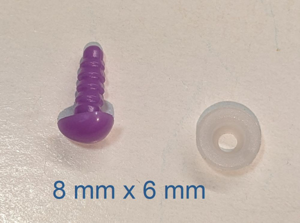 Sicherheitsnase dreieckig hart violett mit Sicherheitsscheibe 8 mm 2