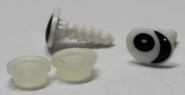 1 Paar 8 mm x 10 mm Sicherheitsaugen Comic weiß schwarz