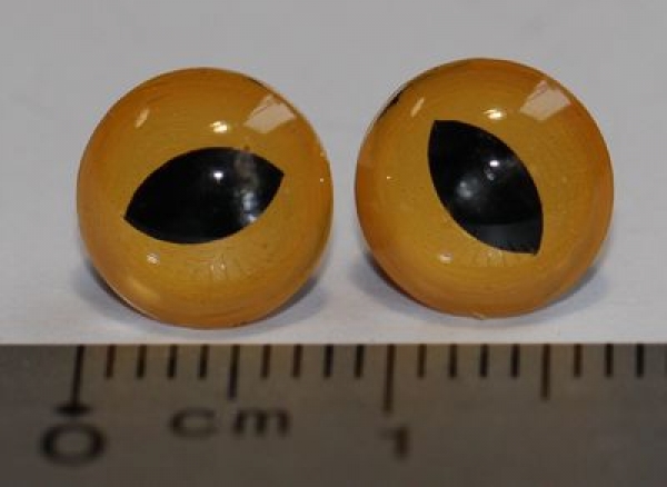 1 Paar 8 mm Kunststoffaugen Katze dunkelgelb zum Annähen