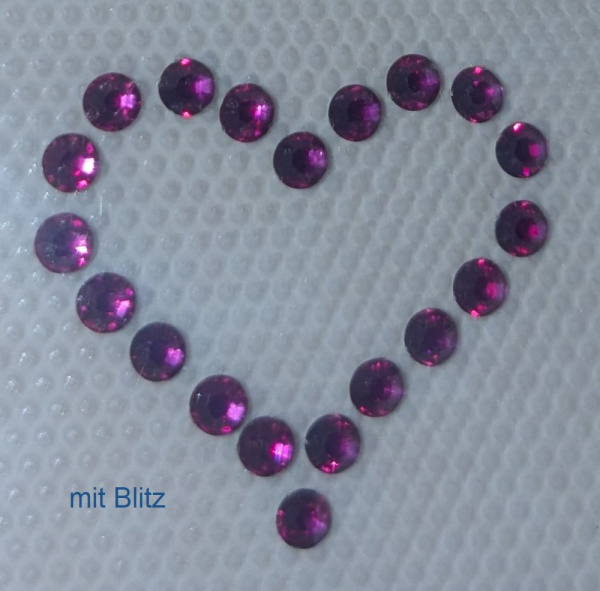 Swarovski-Bügelapplikation Herz mini Fuchsia