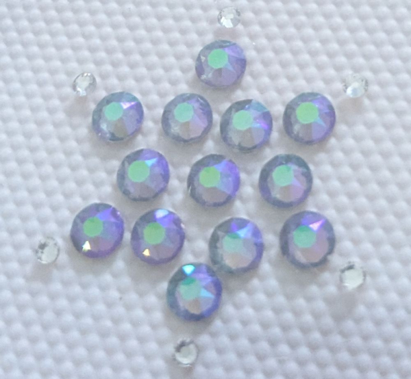Swarovski-Bügelapplikation Stern Gelb Violett Grün