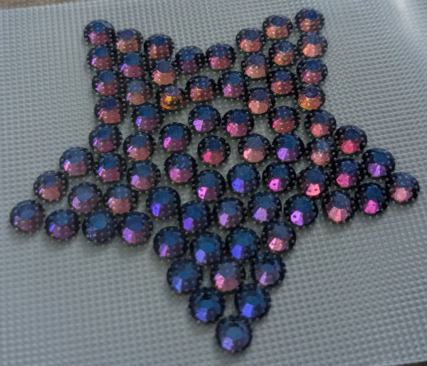 Swarovski-Bügelapplikation Stern gefüllt blau pink orange