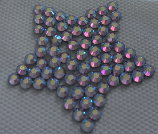 Swarovski-Bügelapplikation Stern gefüllt rosa-hellblau-gelb