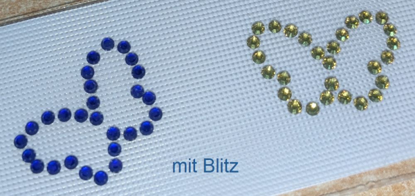 Swarovski-Bügelapplikation Schmetterlinge dunkelblau und gelb