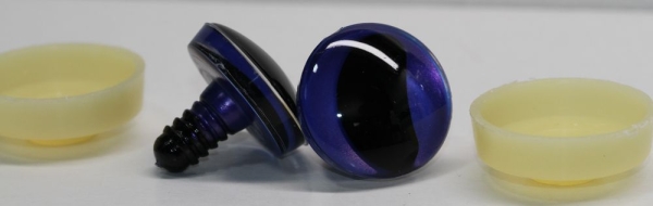 1 Paar Sicherheitsaugen trapezoid 25 mm violett metallic gebogene Pupille Schaf Mond