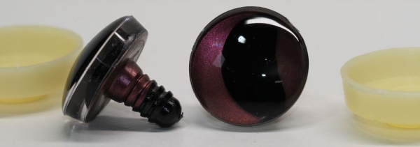1 Paar Sicherheitsaugen trapezoid 25 mm rotbraun changierend metallic gebogene Pupille Schaf Mond