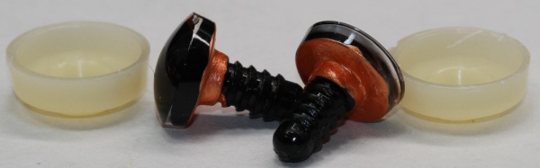 1 Paar Sicherheitsaugen trapezoid 16 mm orange metallic gebogene Pupille Schaf Mond