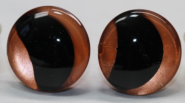 1 Paar Sicherheitsaugen trapezoid 18 mm orange metallic gebogene Pupille Schaf Mond