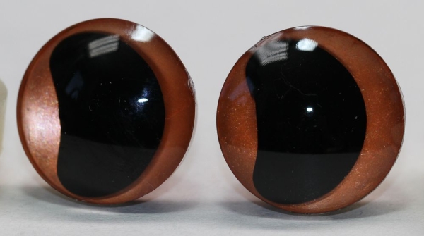 1 Paar Sicherheitsaugen trapezoid 20 mm orange metallic gebogene Pupille Schaf Mond