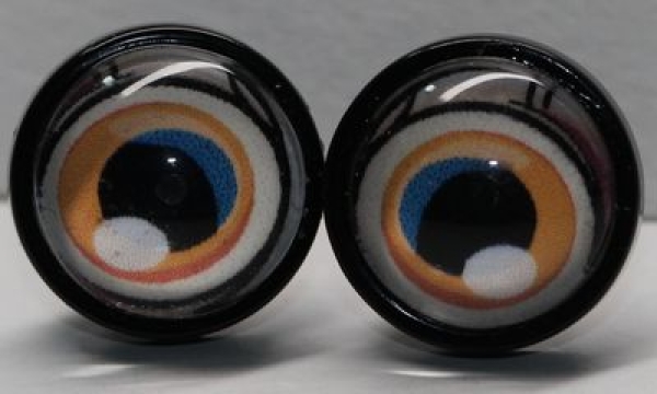 1 Paar 14 mm Sicherheitsaugen Kunststoff mit Glas orange-blau-weiß