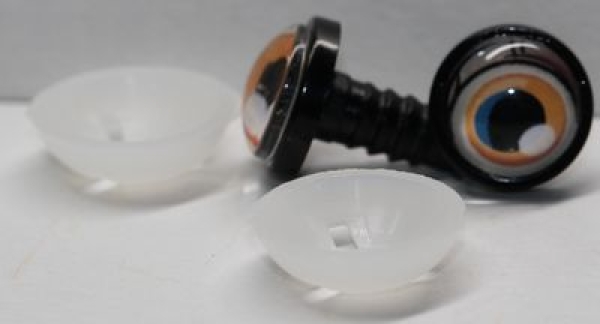 1 Paar 14 mm Sicherheitsaugen Kunststoff mit Glas orange-blau-weiß