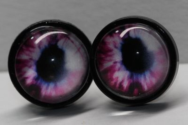 1 Paar 14 mm Sicherheitsaugen Kunststoff mit Glas rosa-weiß