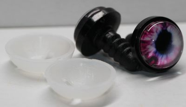1 Paar 14 mm Sicherheitsaugen Kunststoff mit Glas rosa-weiß