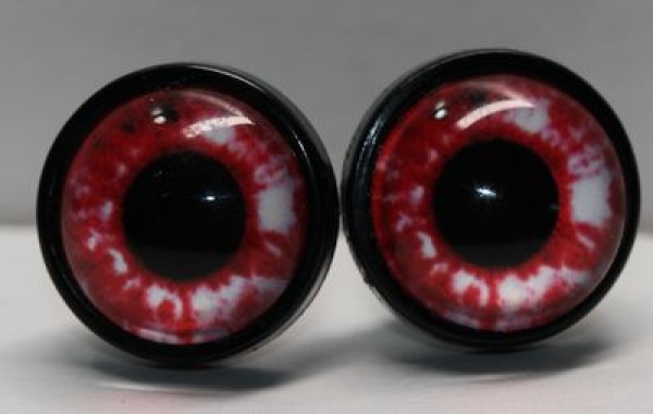 1 Paar 14 mm Sicherheitsaugen Kunststoff mit Glas rot-weiß