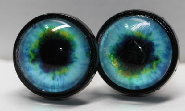 1 Paar 14 mm Sicherheitsaugen Kunststoff mit Glas türkis