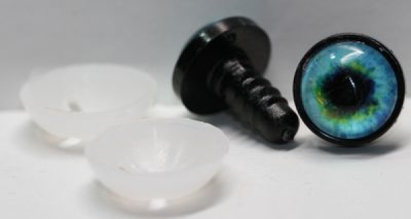 1 Paar 14 mm Sicherheitsaugen Kunststoff mit Glas türkis