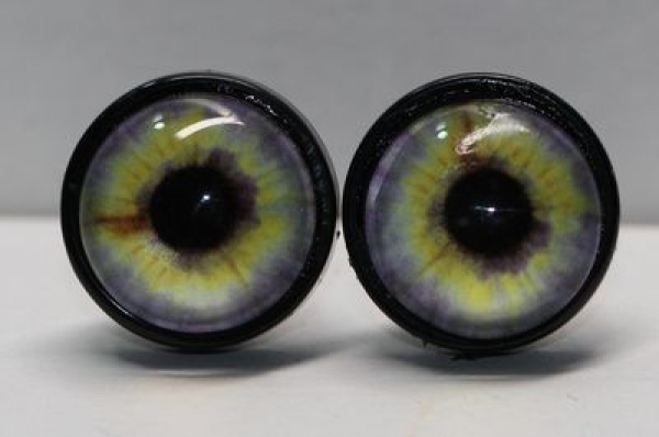 1 Paar 14 mm Sicherheitsaugen Kunststoff mit Glas gelb flieder