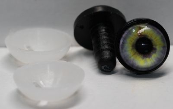 1 Paar 14 mm Sicherheitsaugen Kunststoff mit Glas gelb flieder