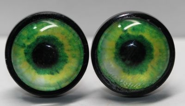 1 Paar 14 mm Sicherheitsaugen Kunststoff mit Glas grün