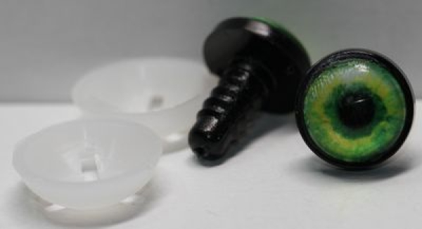 1 Paar 14 mm Sicherheitsaugen Kunststoff mit Glas grün