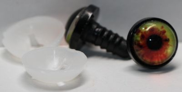 1 Paar 14 mm Sicherheitsaugen Kunststoff mit Glas rot-grün