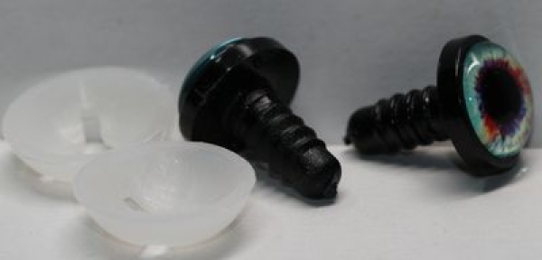 1 Paar 14 mm Sicherheitsaugen Kunststoff mit Glas türkis bunt