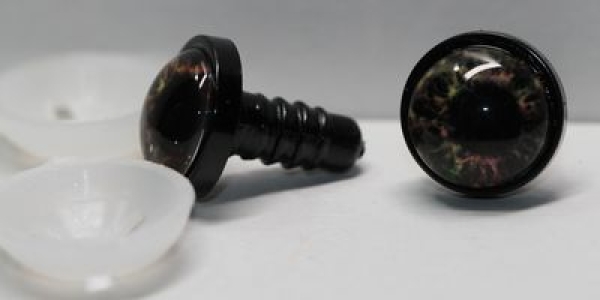 1 Paar 14 mm Sicherheitsaugen Kunststoff mit Glas rot dunkel