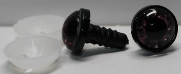 1 Paar 14 mm Sicherheitsaugen Kunststoff mit Glas pink dunkel
