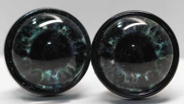 1 Paar 14 mm Sicherheitsaugen Kunststoff mit Glas grün dunkel