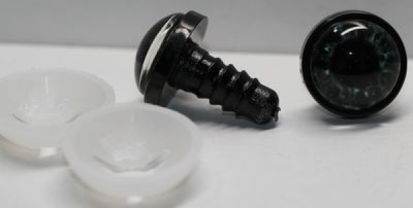 1 Paar 14 mm Sicherheitsaugen Kunststoff mit Glas grün dunkel