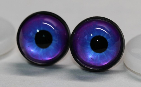 1 Paar 14 mm Sicherheitsaugen Kunststoff mit Glas purpur blau