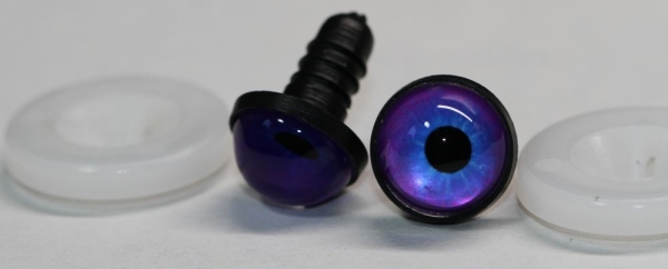 1 Paar 14 mm Sicherheitsaugen Kunststoff mit Glas purpur blau
