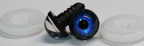 1 Paar 14 mm Sicherheitsaugen Kunststoff mit Glas dunkelblau