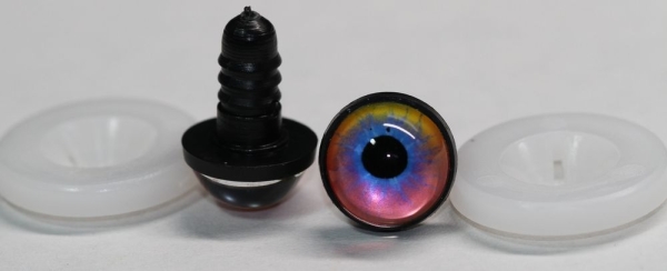 1 Paar 14 mm Sicherheitsaugen Kunststoff mit Glas rainbow