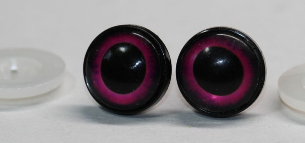 1 Paar 17 mm Sicherheitsaugen Kunststoff mit Glas purpur schwarz ovale Pupille