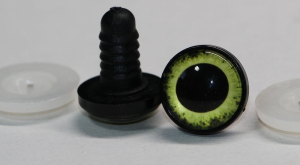 1 Paar 17 mm Sicherheitsaugen Kunststoff mit Glas goldgelb schwarz ovale Pupille