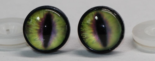 1 Paar 17 mm Sicherheitsaugen Kunststoff mit Glas goldgrün violett
