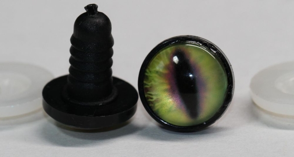 1 Paar 17 mm Sicherheitsaugen Kunststoff mit Glas goldgrün violett