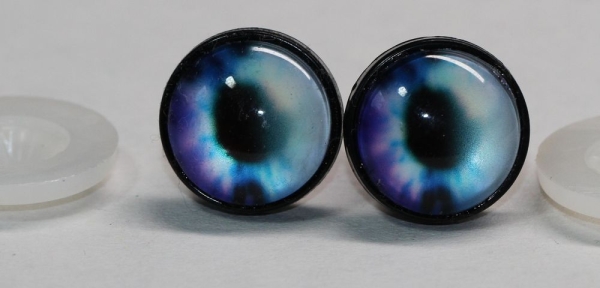 1 Paar 17 mm Sicherheitsaugen Kunststoff mit Glas weiß blau violett