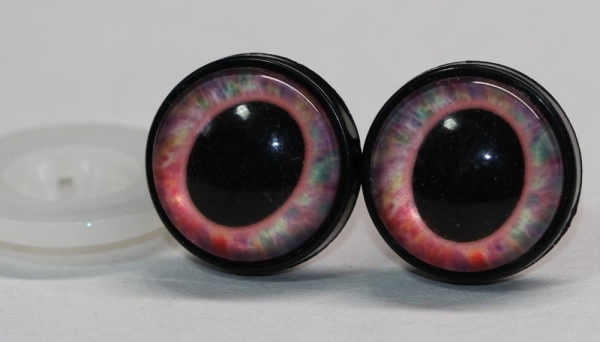 1 Paar 17 mm Sicherheitsaugen Kunststoff mit Glas rose pastell schwarz ovale Pupille