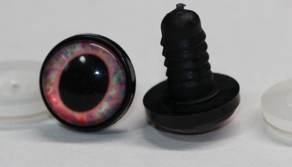 1 Paar 17 mm Sicherheitsaugen Kunststoff mit Glas rose pastell schwarz ovale Pupille