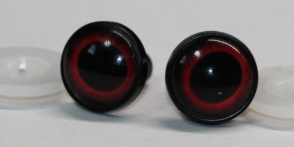 1 Paar 17 mm Sicherheitsaugen Kunststoff mit Glas rot schwarz ovale Pupille