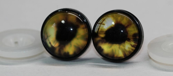 1 Paar 17 mm Sicherheitsaugen Kunststoff mit Glas gelb braun