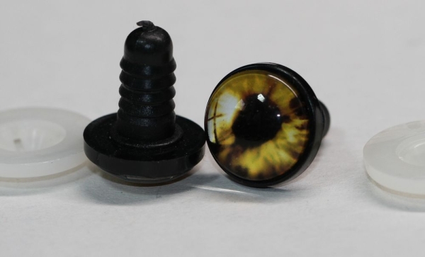 1 Paar 17 mm Sicherheitsaugen Kunststoff mit Glas gelb braun