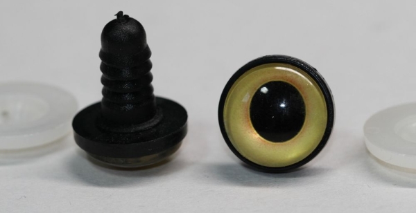 1 Paar 17 mm Sicherheitsaugen Kunststoff mit Glas goldgelb ovale Pupille