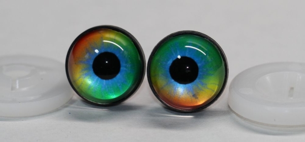 1 Paar 17 mm Sicherheitsaugen Kunststoff mit Glas rainbow