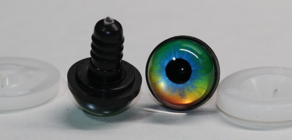 1 Paar 17 mm Sicherheitsaugen Kunststoff mit Glas rainbow