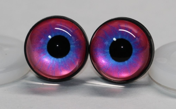 1 Paar 17 mm Sicherheitsaugen Kunststoff mit Glas pink blau